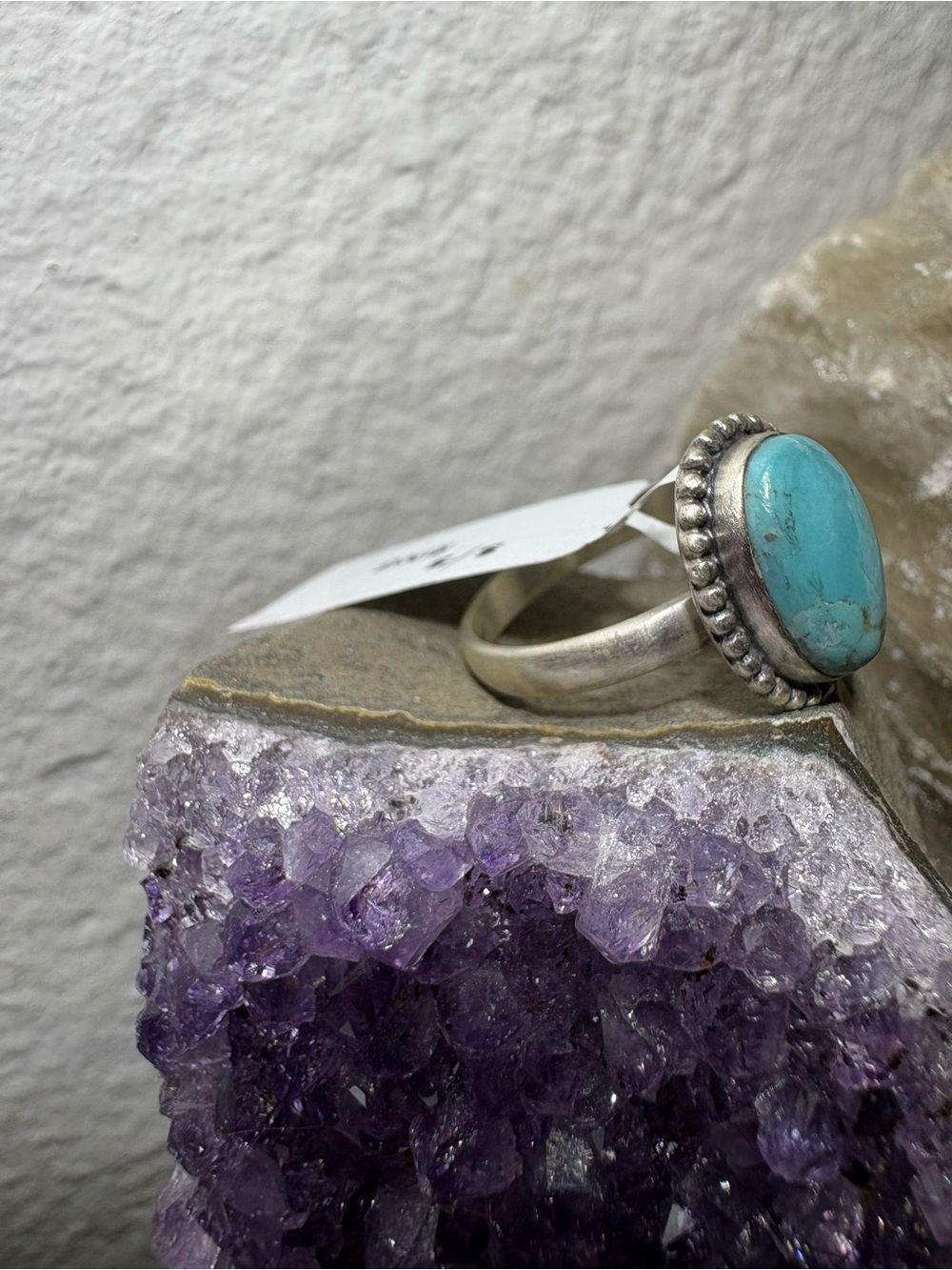 Sterling Silver Number 8 Turquoise Adjustable Ring - Picture 5 of 8